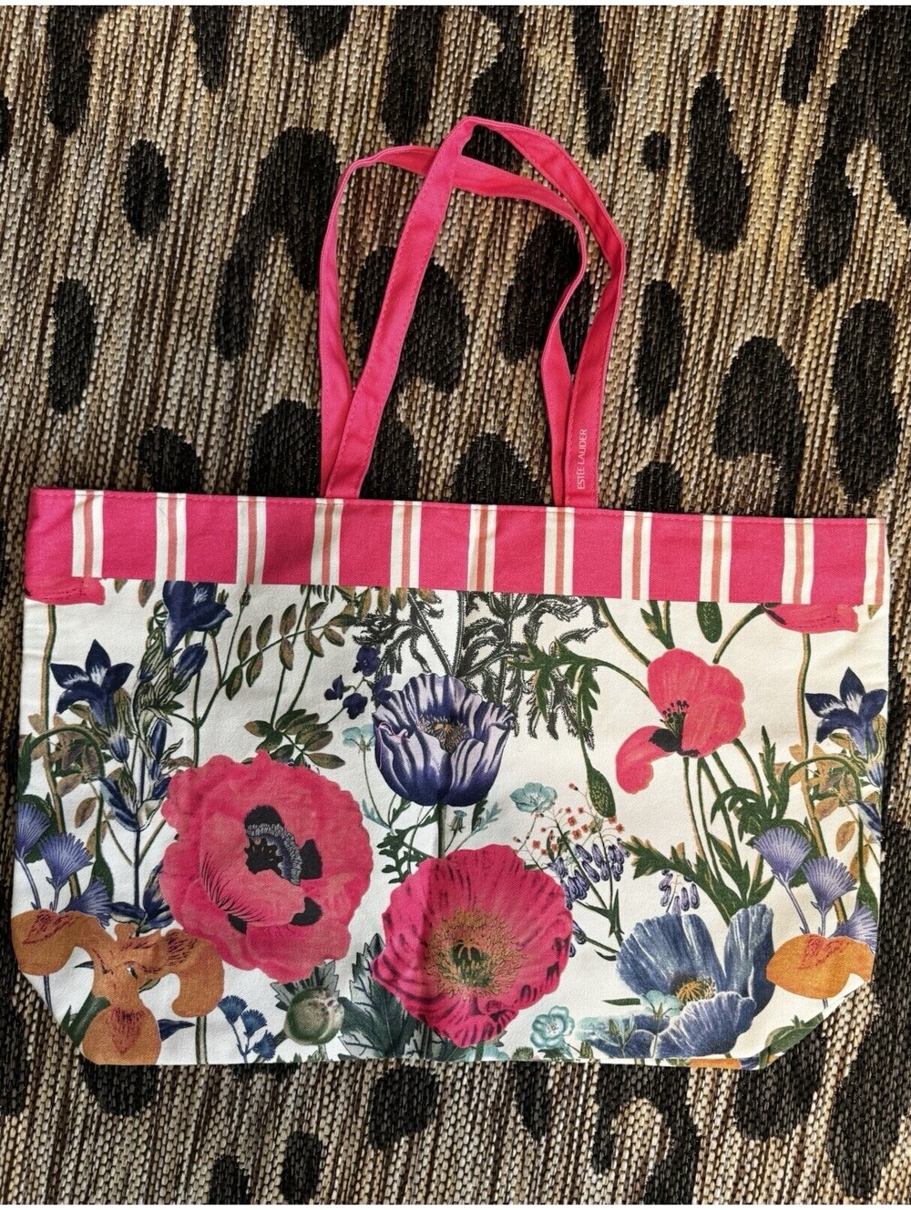 Estée Lauder Floral Foldable Canvas Tote Shopping Bag 19.5in. x 12.5in. x 4.5in.